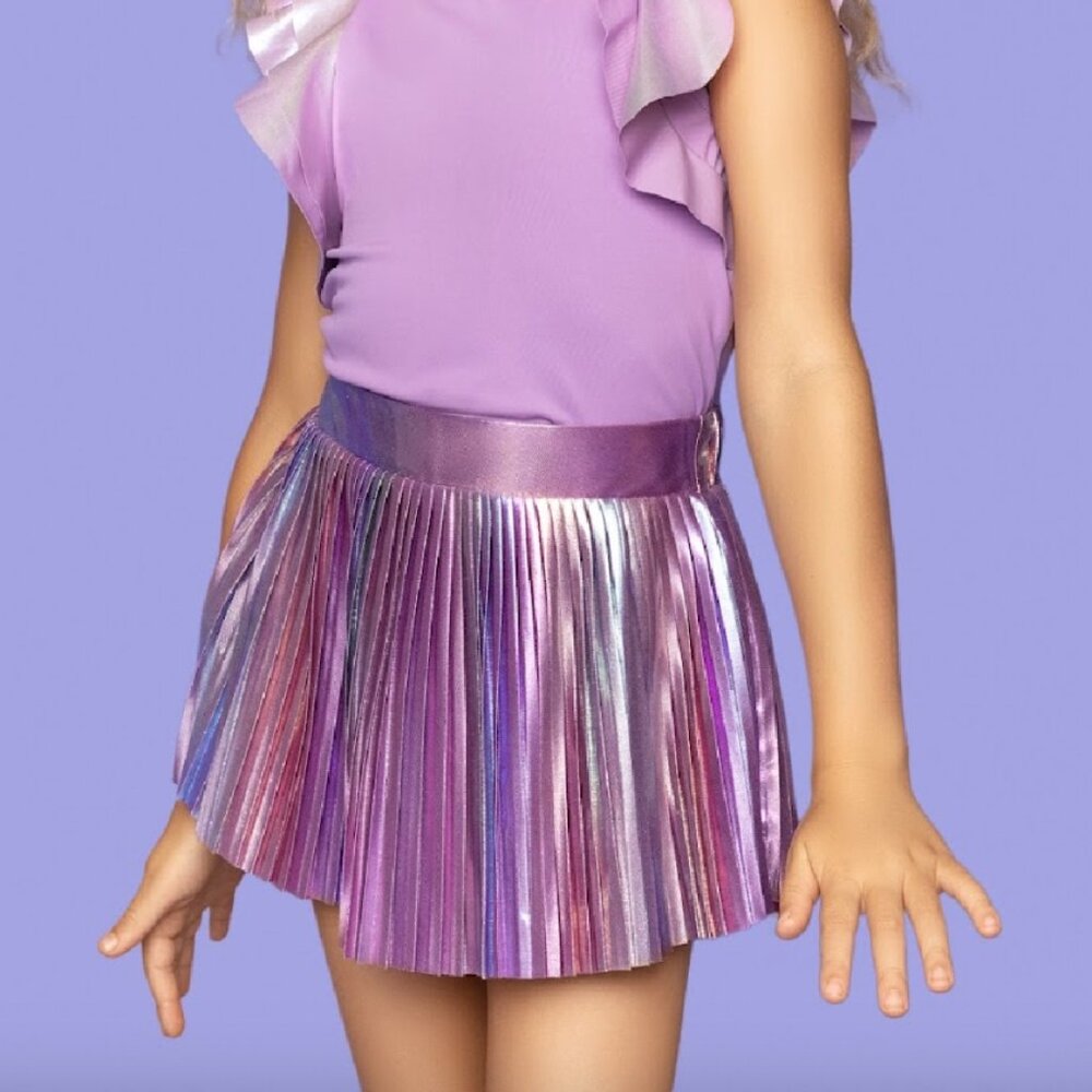 MIA New York Pleated Purple Metallic Skirt